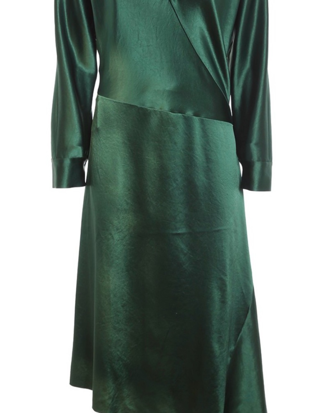 Emerald Satin Long Sleeve Midi Dress Cedric Charlier size 4